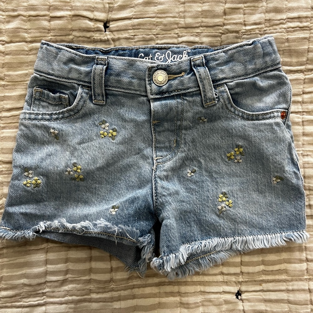 Cat & Jack size 3T Denim shorts with yellow flowers